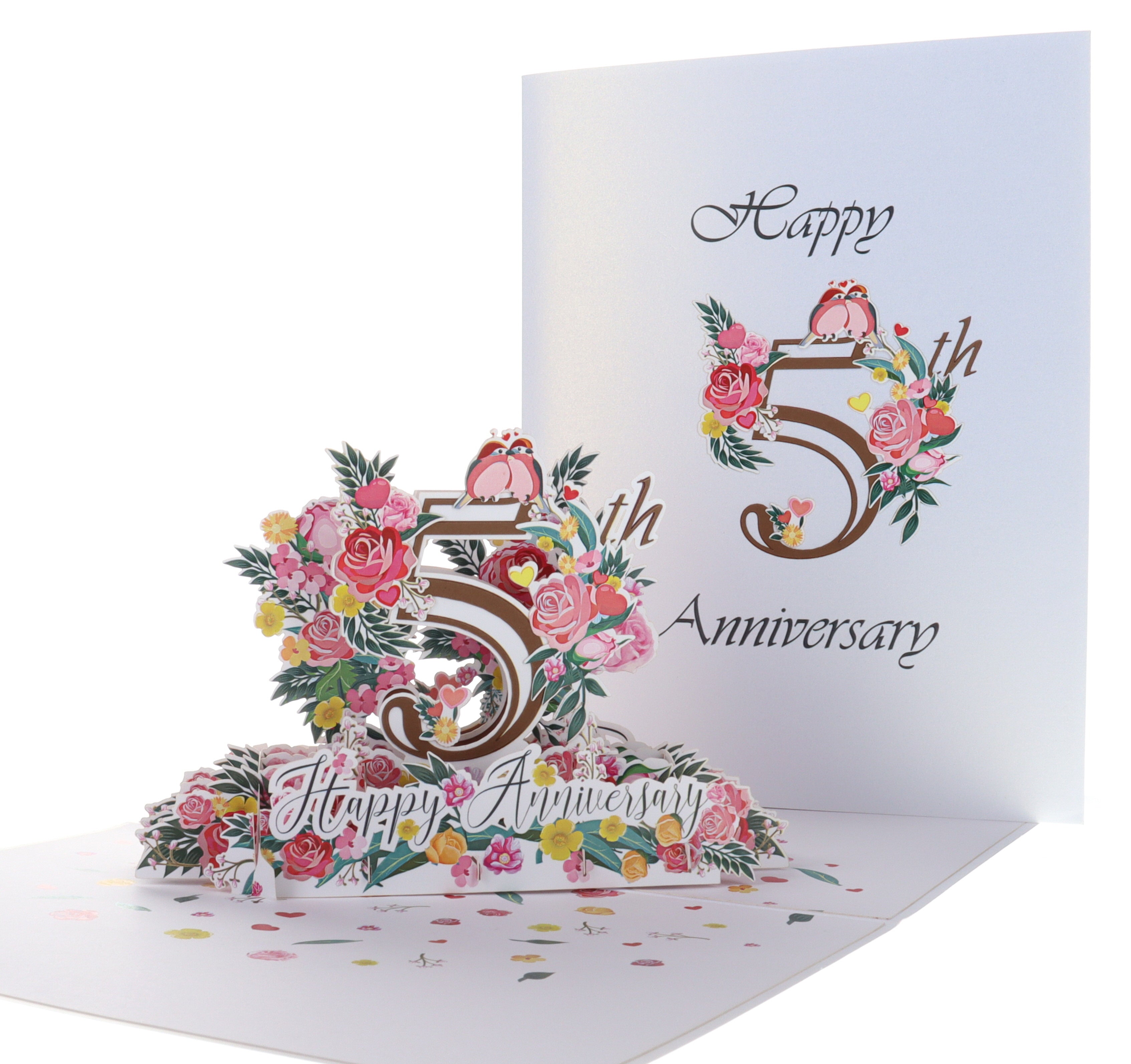 5th Milestone Anniversary 3D Pop Up Greeting Card