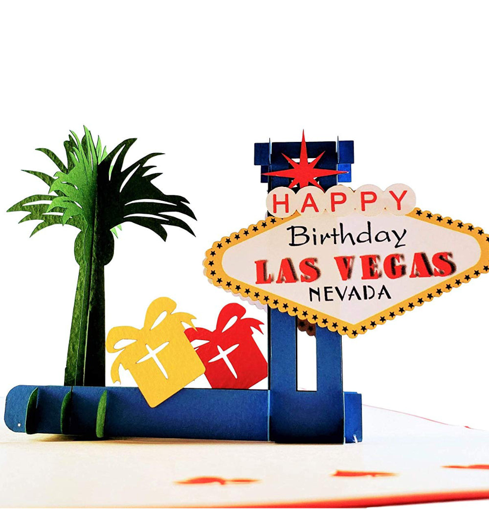Happy Birthday Red Cover Las Vegas 3D Pop Up Greeting Card