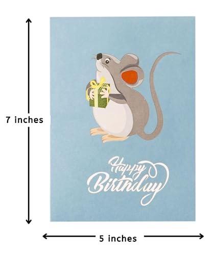 Happy Blue Rat Birthday 3D Pop Up Greeting Card