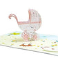 Pink Baby Stroller 3D Pop Up Greeting Card