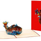 Lucky Red Koi Fish 3D Pop Up Greeting Card