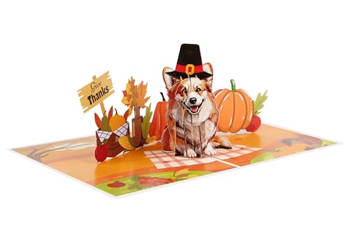 Thanksgiving Blessings with Corgi 3D Pop Up Card