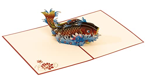 Lucky Red Koi Fish 3D Pop Up Greeting Card