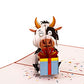 Happy Red Ox Birthday 3D Pop Up Greeting Card