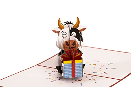 Happy Red Ox Birthday 3D Pop Up Greeting Card