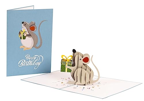 Happy Blue Rat Birthday 3D Pop Up Greeting Card