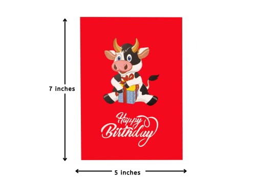 Happy Red Ox Birthday 3D Pop Up Greeting Card