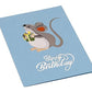 Happy Blue Rat Birthday 3D Pop Up Greeting Card