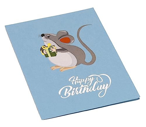 Happy Blue Rat Birthday 3D Pop Up Greeting Card