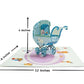 Blue Baby Stroller 3D Pop Up Greeting Card