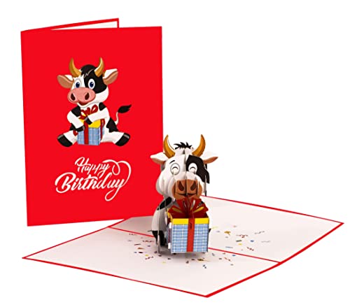 Happy Red Ox Birthday 3D Pop Up Greeting Card