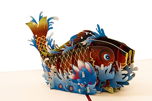 Lucky Red Koi Fish 3D Pop Up Greeting Card