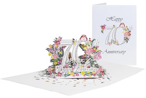 Happy 70th Milestone Anniversary 3D Pop Up Greeting Card