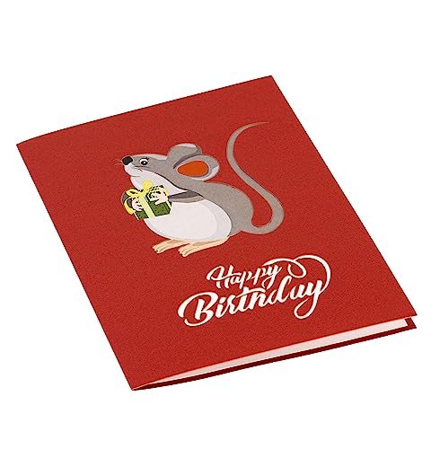 Happy Red Rat Birthday 3D Pop Up Greeting Card