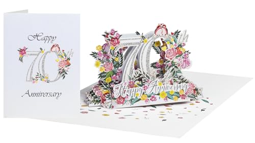 Happy 70th Milestone Anniversary 3D Pop Up Greeting Card