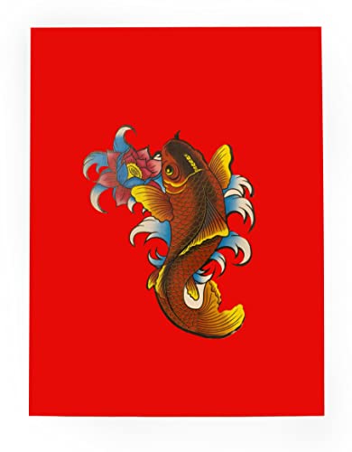 Lucky Red Koi Fish 3D Pop Up Greeting Card