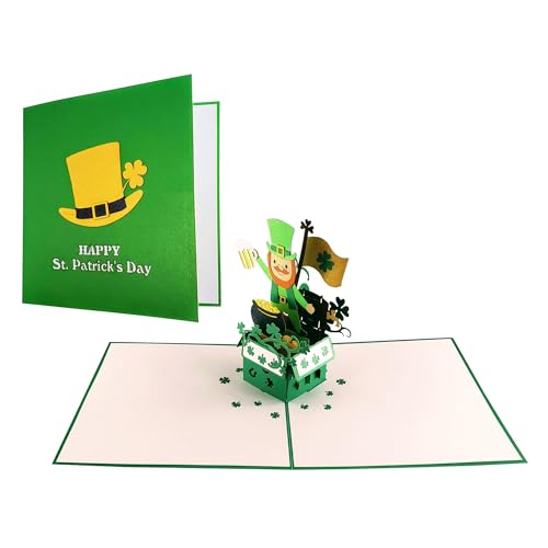 GREETING ART POP UP CARD - Happy St. Patrick's Day Greeting Card, 3D Pop Up Card, Birthday Appearing Card, Good Luck - For Irish Friend, For Dad, For Son, For Boyfriend GREETING ART POP UP CARD - Happy St. Patrick's Day Greeting Card, 3D Pop Up Card, Birthday Appearing Card, Good Luck - For Irish Friend, For Dad, For Son, For Boyfriend