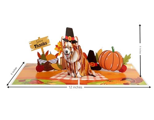 Thanksgiving Blessings with Corgi 3D Pop Up Card