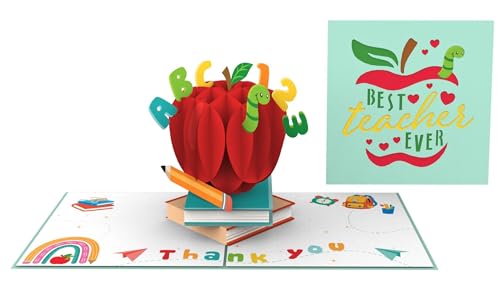 Charming Apple of Knowledge Teacher Thank You 3D Pop Up Card