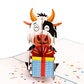 Happy Blue Ox Birthday 3D Pop Up Greeting Card