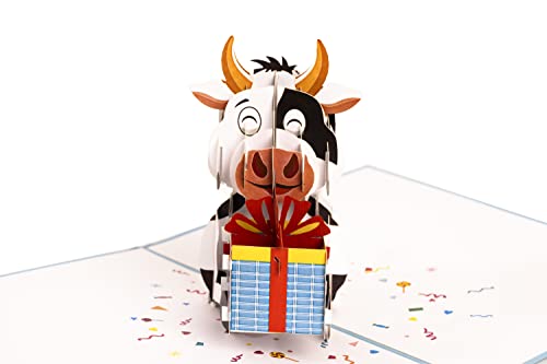 Happy Blue Ox Birthday 3D Pop Up Greeting Card