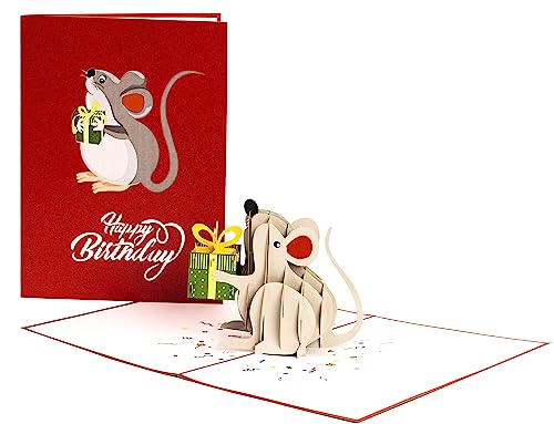 Happy Red Rat Birthday 3D Pop Up Greeting Card