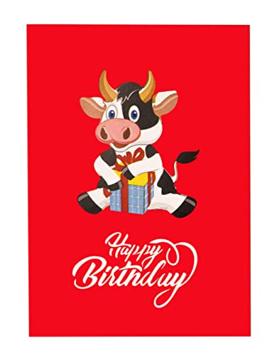 Happy Red Ox Birthday 3D Pop Up Greeting Card