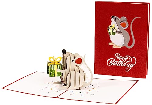 Happy Red Rat Birthday 3D Pop Up Greeting Card