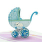 Blue Baby Stroller 3D Pop Up Greeting Card