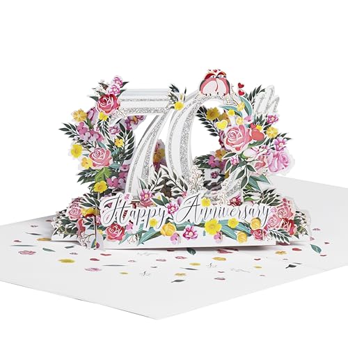 Happy 70th Milestone Anniversary 3D Pop Up Greeting Card