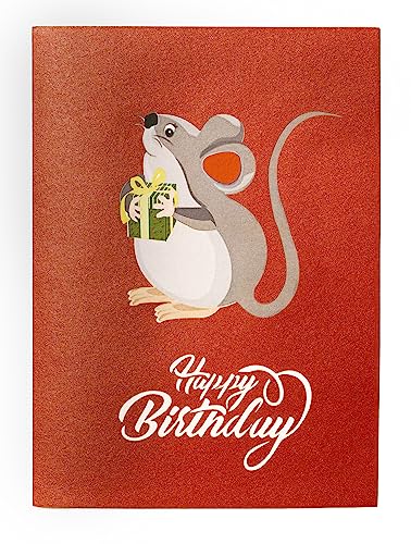 Happy Red Rat Birthday 3D Pop Up Greeting Card