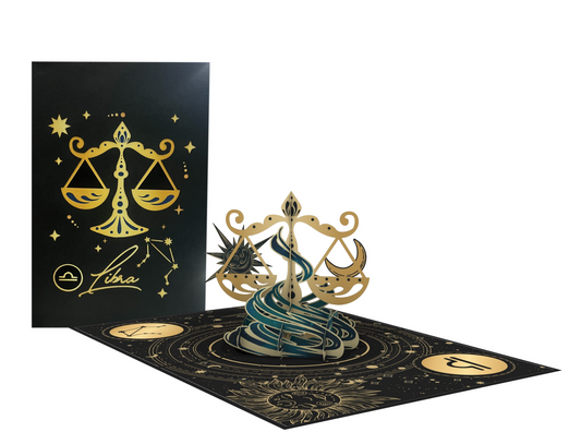 Libra Zodiac Star Sign Birthday 3D Pop Up Greeting Card