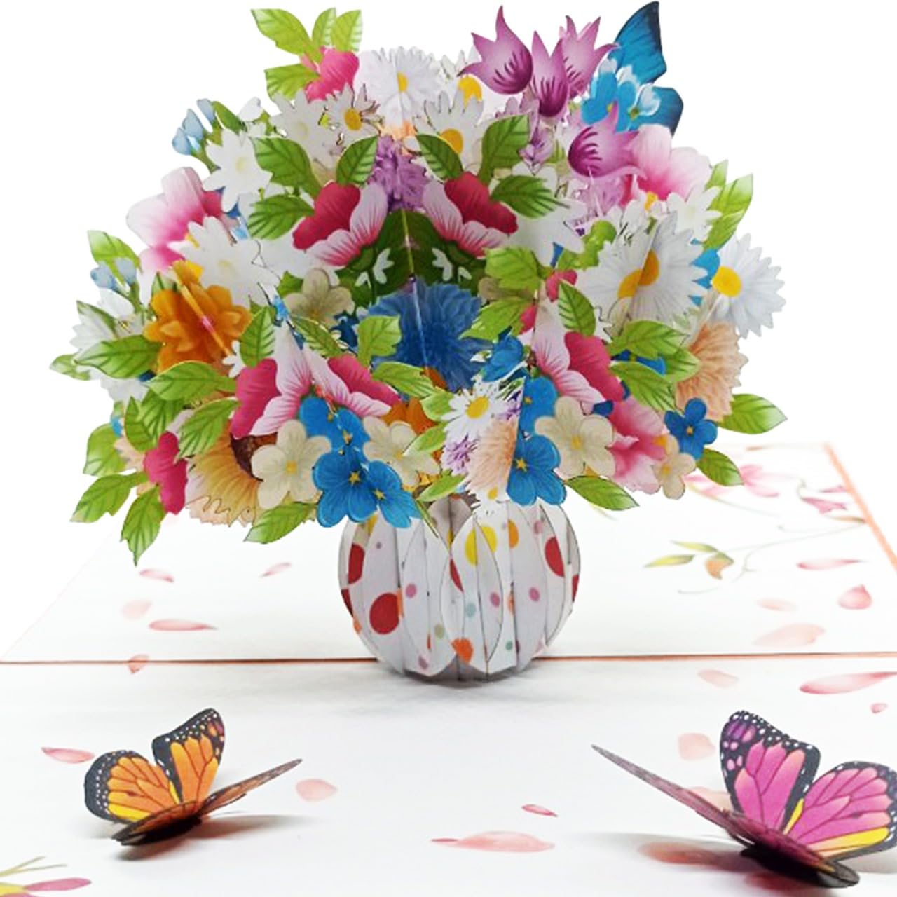 Flower Vase Magic Pop Up Card – 3D Floral Bouquet Greeting with Butter ...