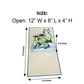 Open surfing pop-up card showing 12 by 6 inch layout and 4 inch pop-up height
