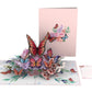 Butterfly pop-up greeting card displayed with pink floral cover and separate coordinating notecard