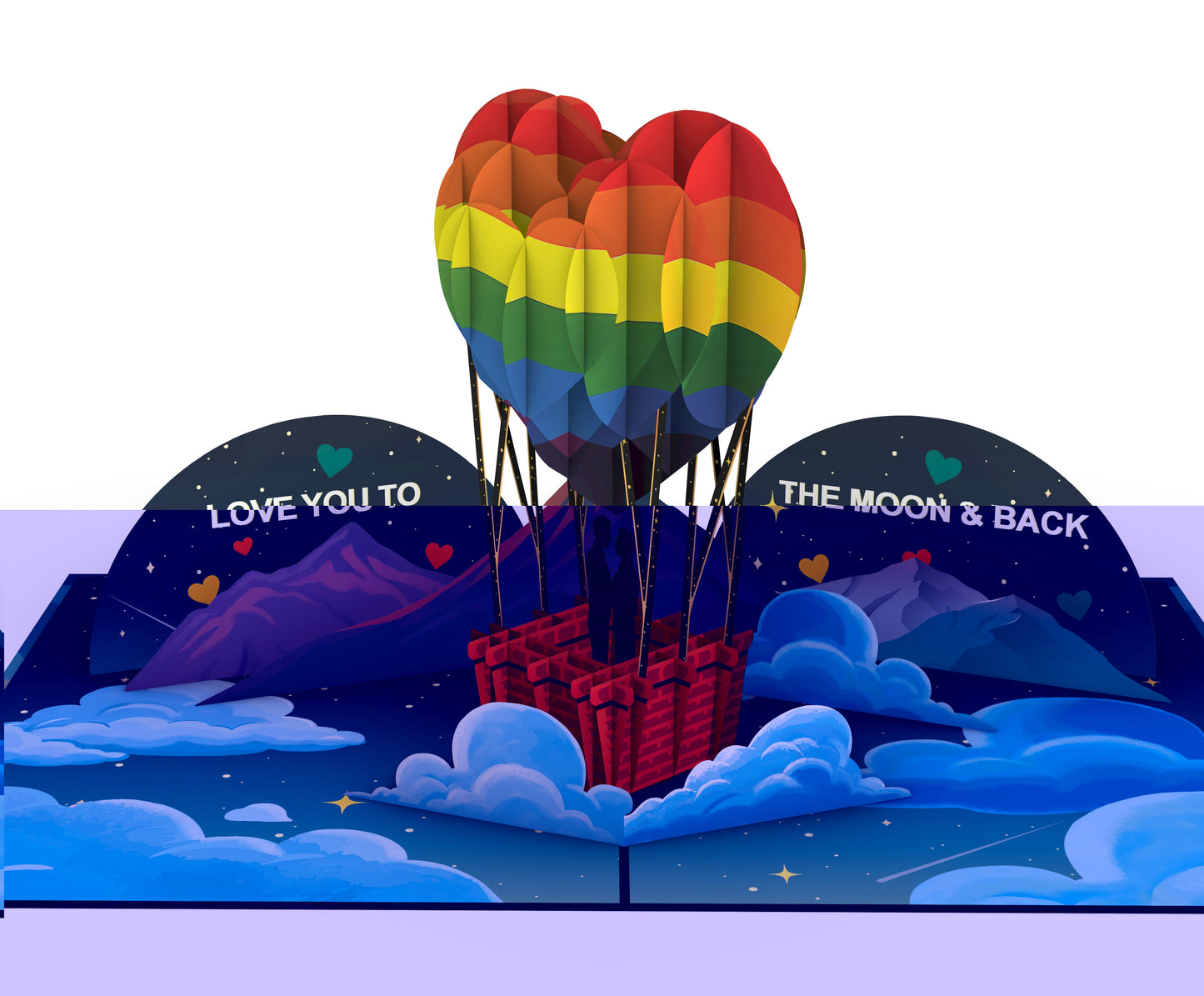 Gay Couple Hot Air Balloon 3D Pop-Up Card – LGBTQ+ Romantic Greeting Card for Anniversary, Engagement, Pride & Valentine’s Day