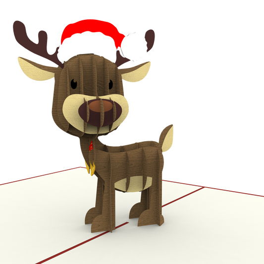 Cute Christmas Reindeer 3D Pop Up Greeting Card