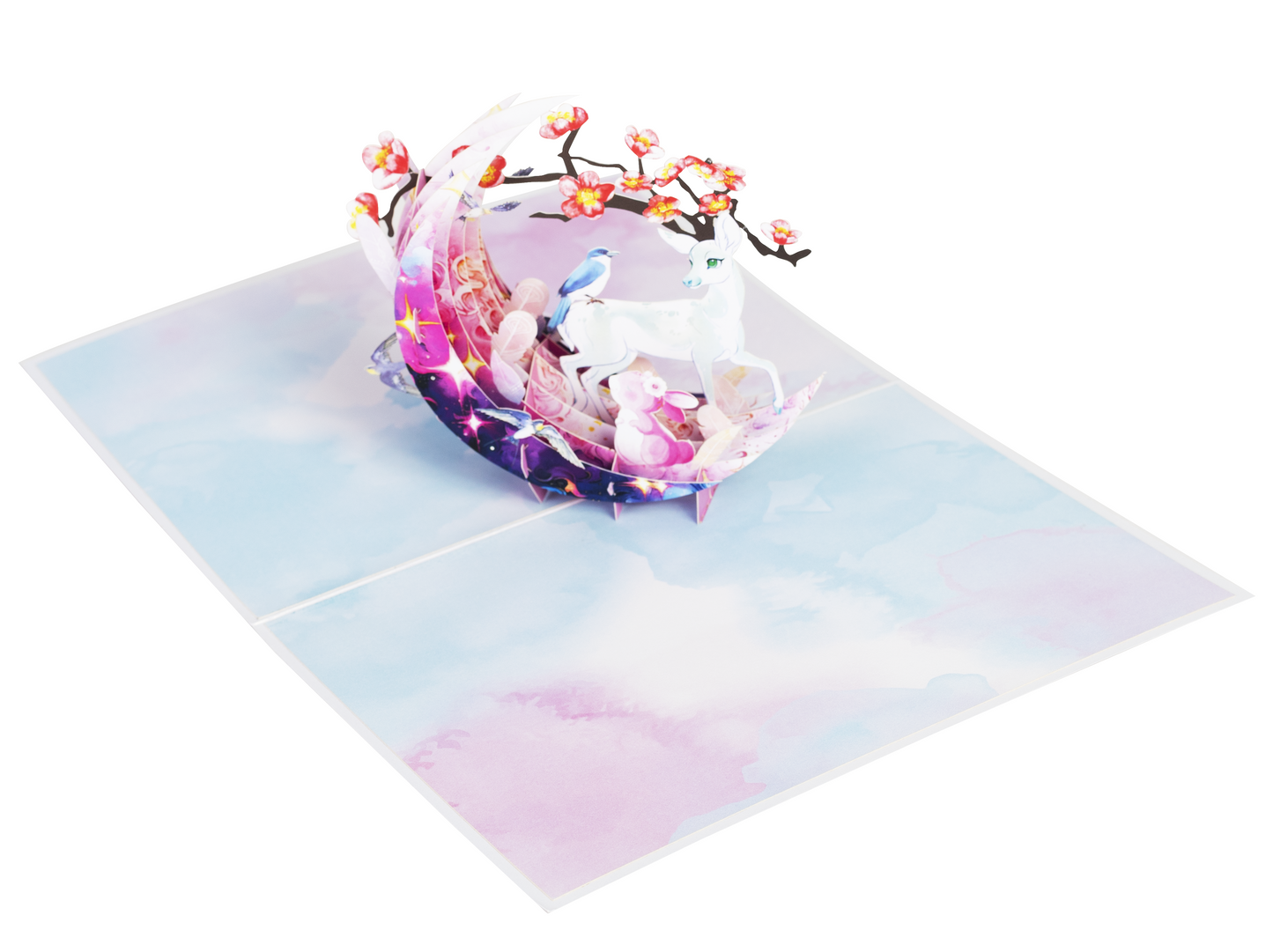 Enchanted Deer and Moonlit Blossom 3D Pop Up Greeting Card