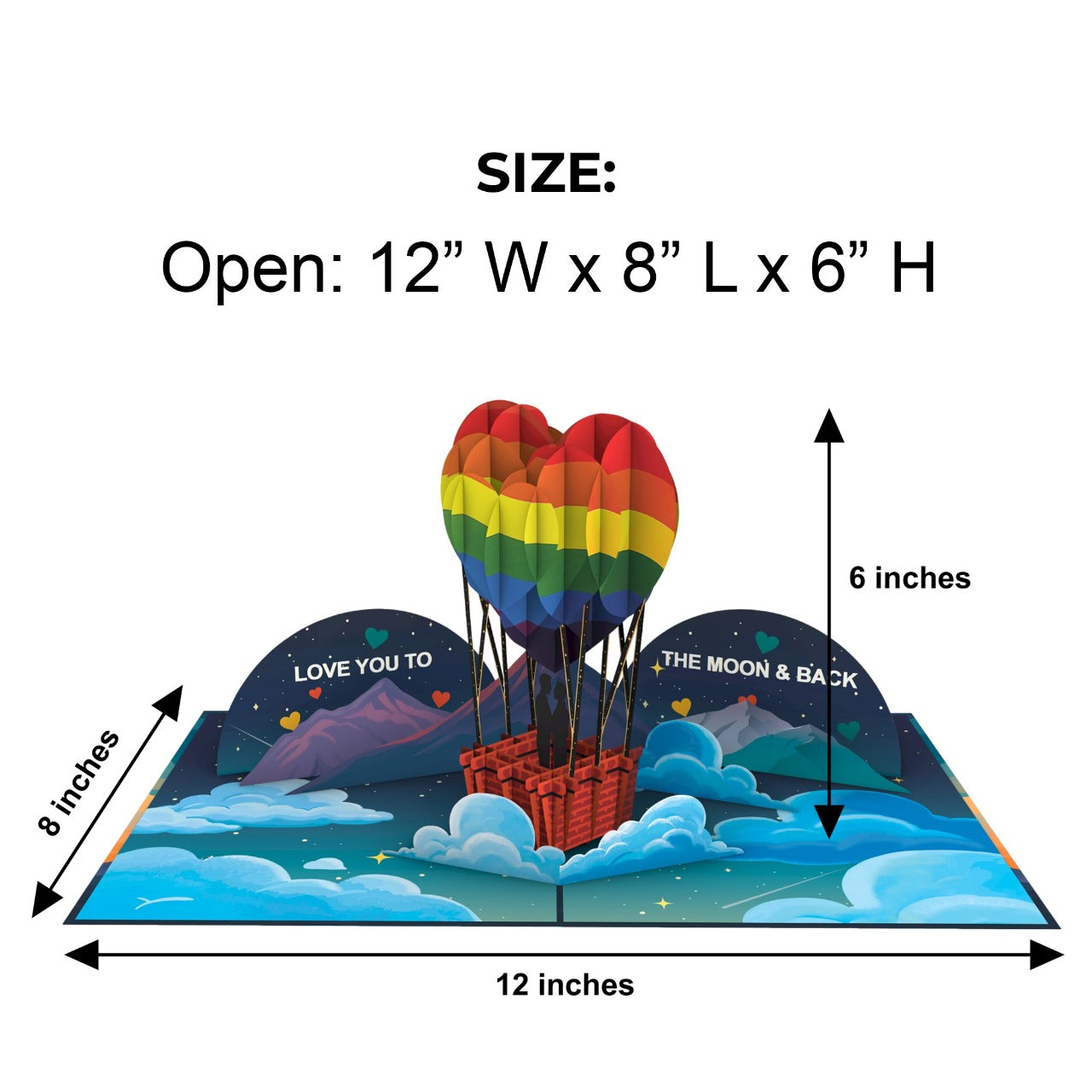 Gay Couple Hot Air Balloon 3D Pop-Up Card – LGBTQ+ Romantic Greeting Card for Anniversary, Engagement, Pride & Valentine’s Day