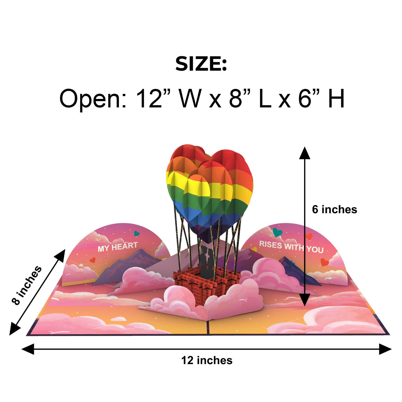 Lesbian Couple Hot Air Balloon 3D Pop-Up Card – LGBTQ+ Romantic Greeting Card for Anniversary, Engagement & Pride
