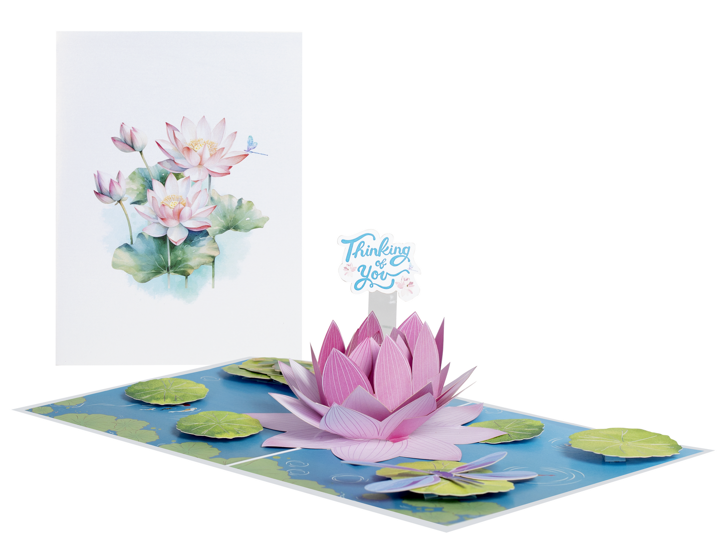 Pink Lotus Flower 3D Pop Up Greeting Card