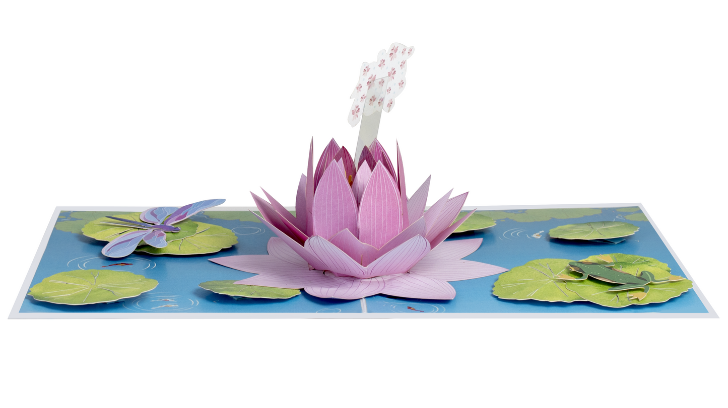 Pink Lotus Flower 3D Pop Up Greeting Card