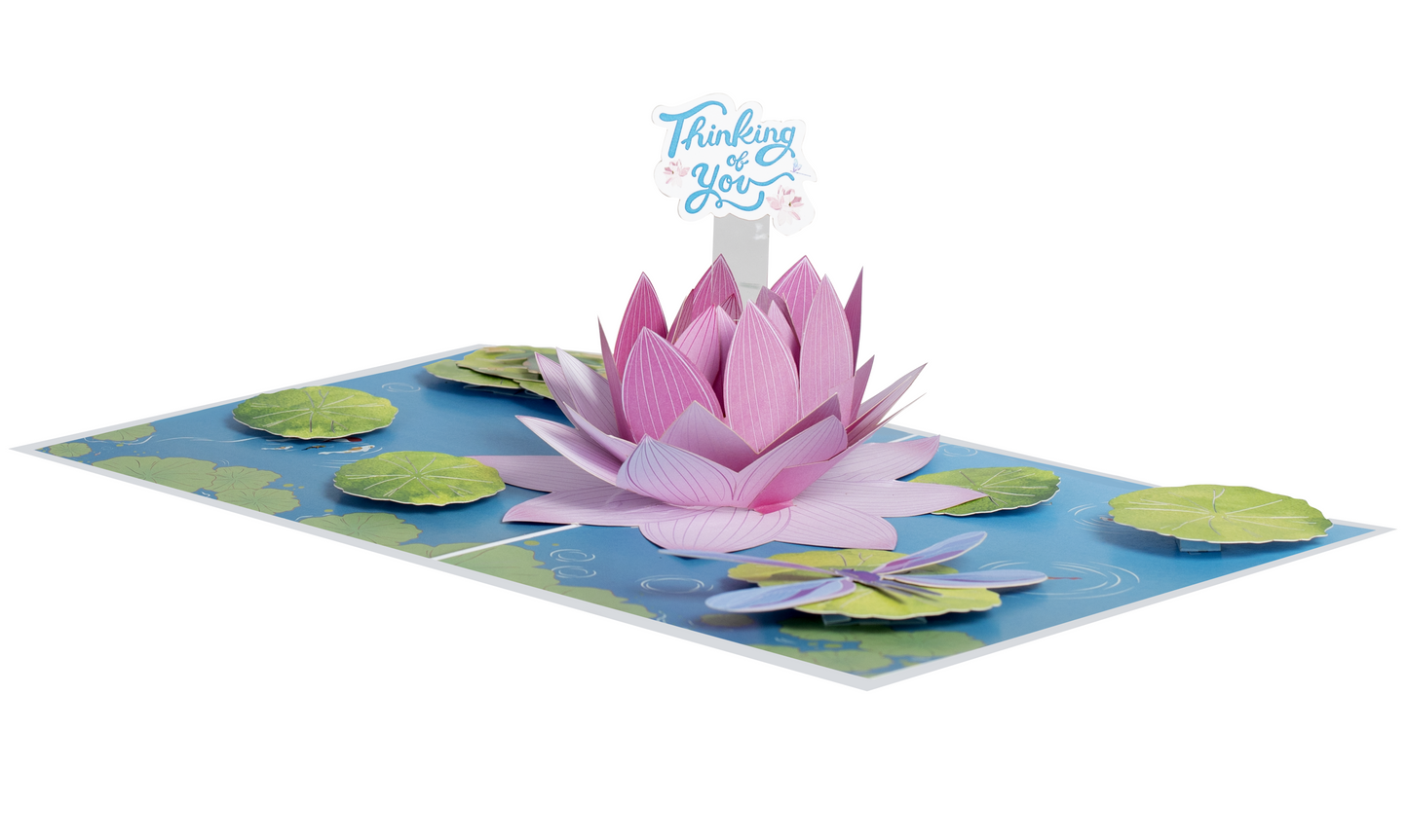 Pink Lotus Flower 3D Pop Up Greeting Card