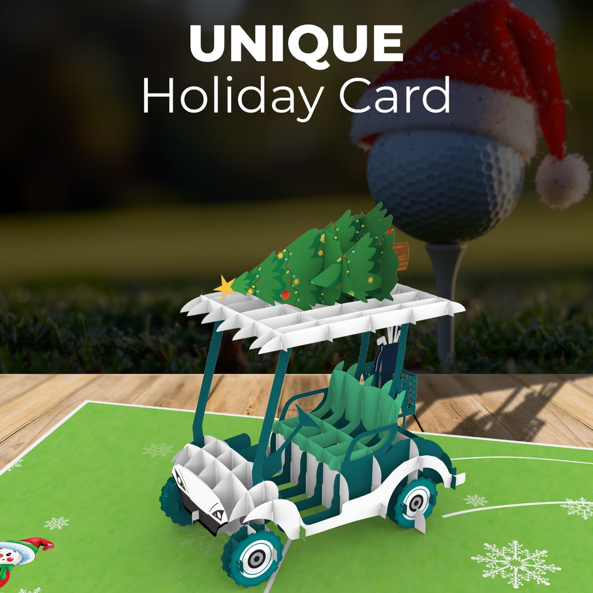 Golfing Through the Holidays 3D Pop Up Card - Greeting with Envelope & Notecard
