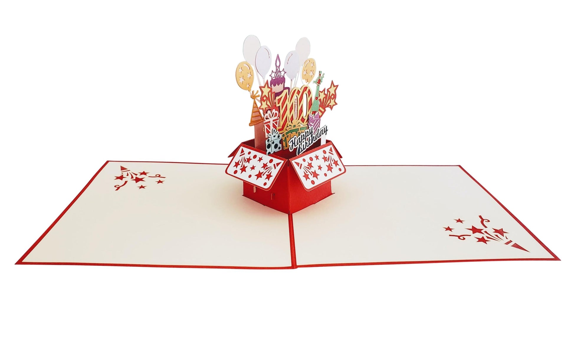 Happy 100th Birthday Red Party Box 3D Pop Up Greeting Card - Birthday - Fun - Milestone - Special Da - iGifts And Cards