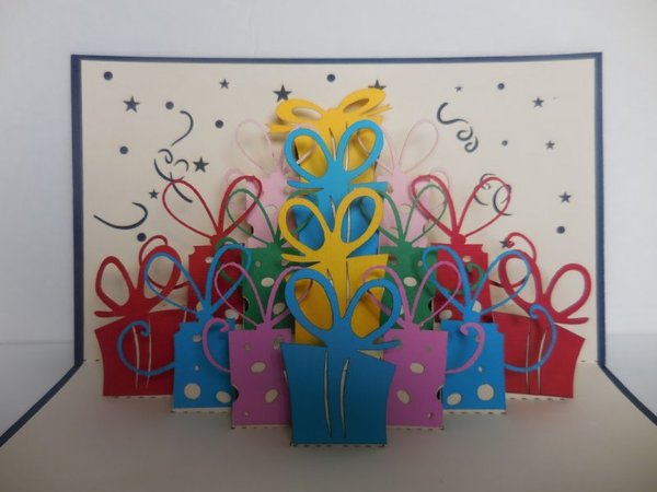 Lots of Presents (Blue Cover) 3D Pop Up Greeting Card - Birthday - iGifts And Cards