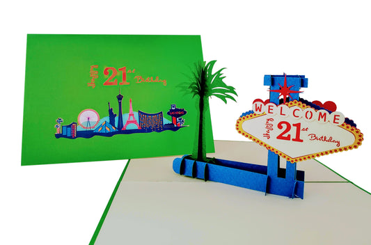 Happy 21st Birthday Las Vegas Style 3D Pop Up Greeting Card - Birthday - Congratulations - Fun - Goo - iGifts And Cards