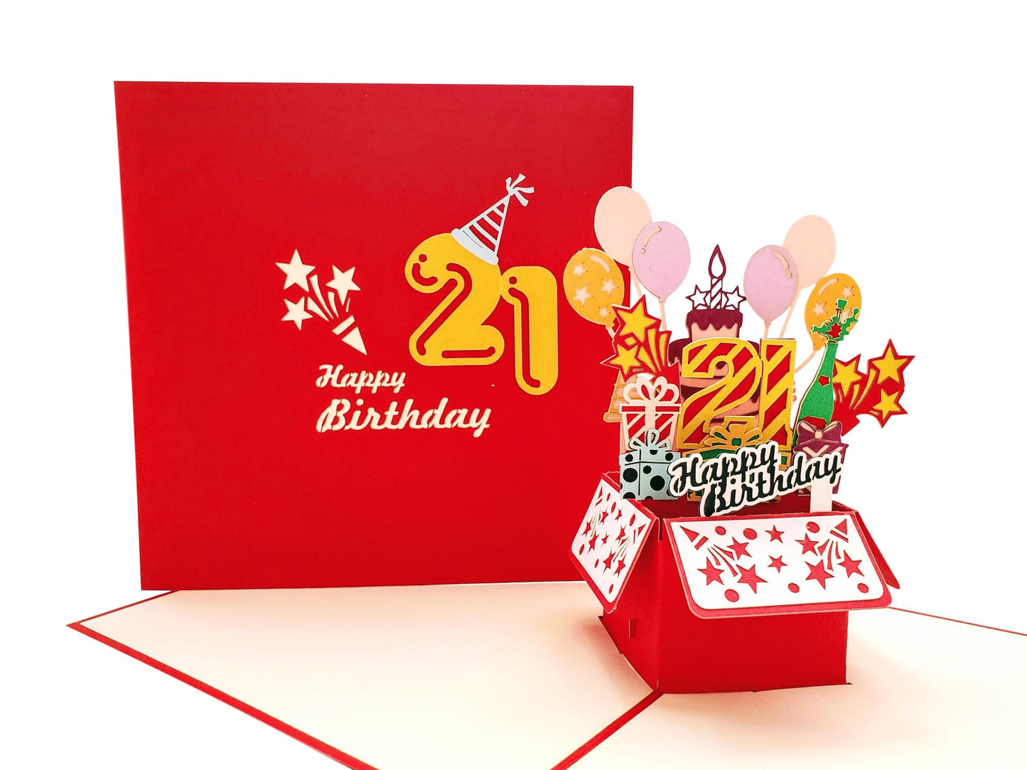 21st Red Party Box 3D Pop Up Greeting Card - Awesome - best wishes - Birthday - Brighten Someone’s D - iGifts And Cards