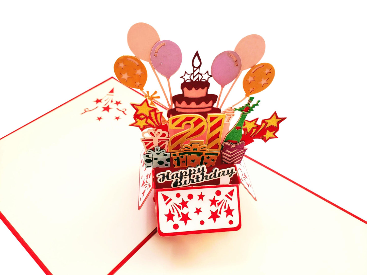 21st Red Party Box 3D Pop Up Greeting Card - Awesome - best wishes - Birthday - Brighten Someone’s D - iGifts And Cards