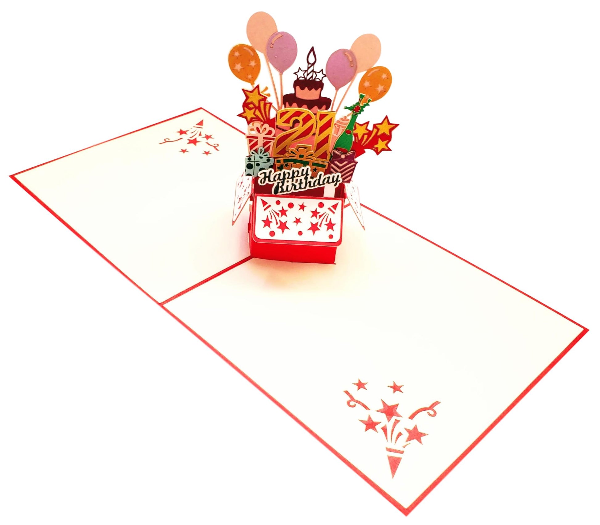 21st Red Party Box 3D Pop Up Greeting Card - Awesome - best wishes - Birthday - Brighten Someone’s D - iGifts And Cards